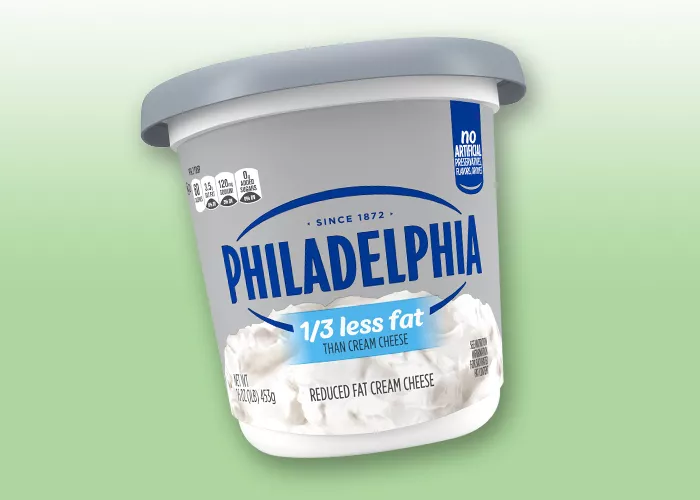 tub of Philadelphia 1/3 less fat cream cheese