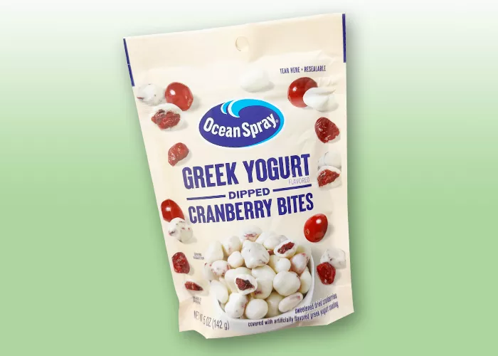 bag of Ocean Spray greek yogurt dipped cranberry bites