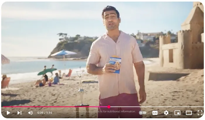 screenshot of quest nutrition ad on youtube