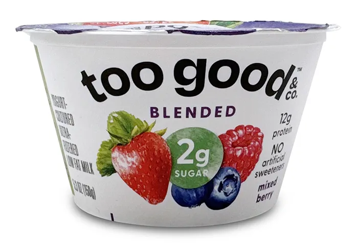 cup of Too Good blended berry yogurt