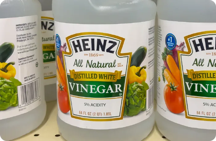 Jugs of Heinz Distilled white vinegar with 5% acidity