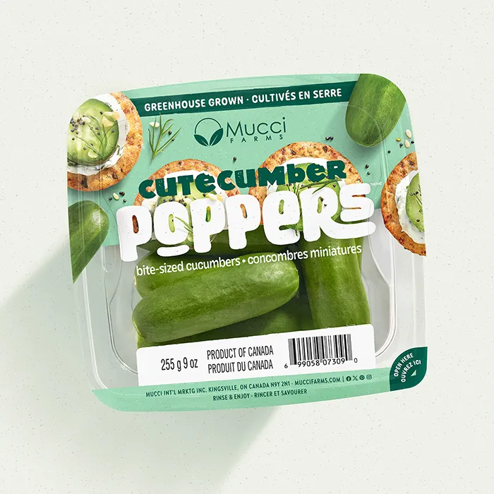Package of Mucci Farms CuteCumber poppers