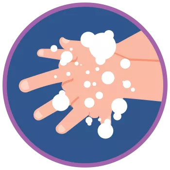 cartoons hands with soap bubbles