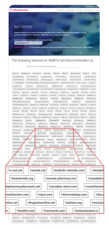 screen shot from safe.pharmacy website