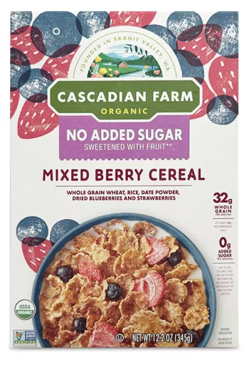 Cascadian farm organic no sugar added Mixed berry cereal