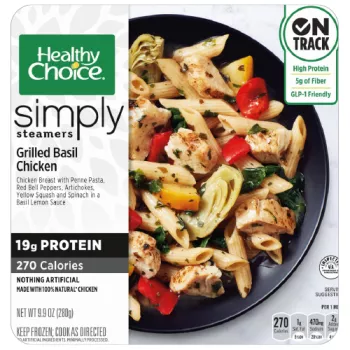 box of Healthy Choice Simply steamers grilled basil chicken