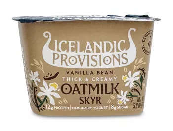 Cup of Icelandic Provisions vanilla bean oatmilk skyr