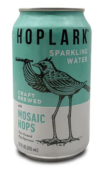 12 oz can of Hoplark sparkling water with Mosaic hops