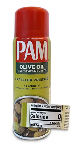 bottle of Pam olive oil spray