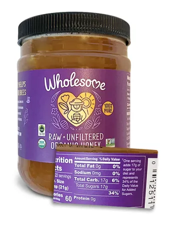 Jar of Wholesome Raw + Unfiltered honey