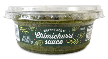 tub of Trader joe's Chimichurri sauce