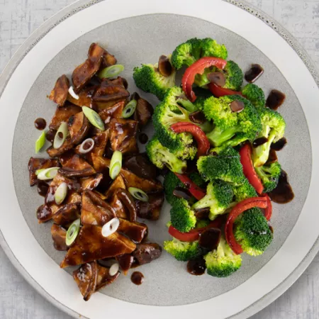 Shiitake Tofu Stir-Fry and Broccoli with Garlic Sauce