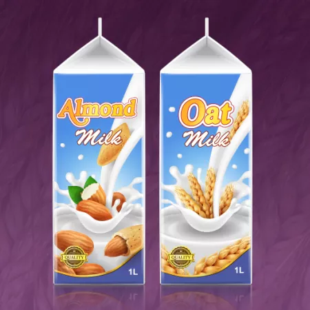 containers of almond and oat milks