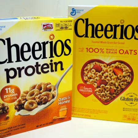 a box of cheerios and a box of cheerios protein