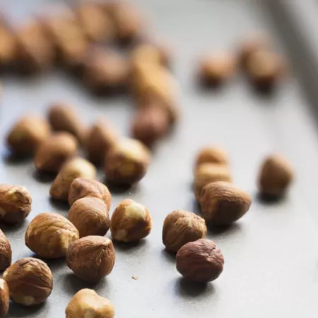 hazelnuts on a sheet pan