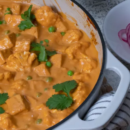 a pot of tofu korma