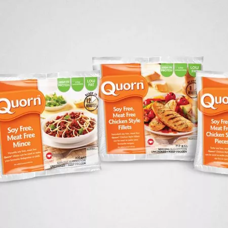 Three packages of Quorn meat substitute