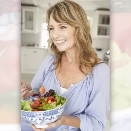 woman eating salad
