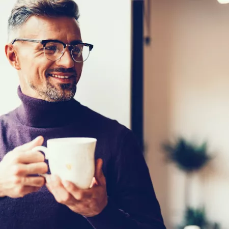 man drinking coffee