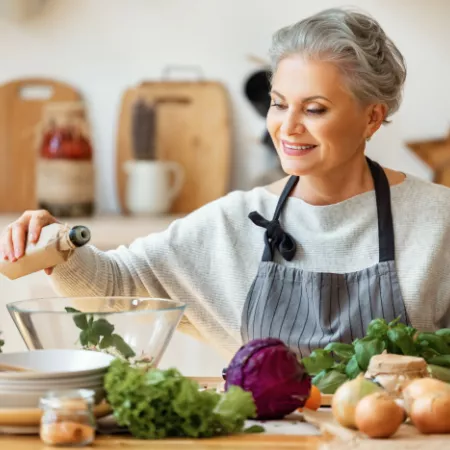 woman making salad