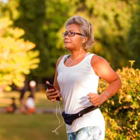 woman running in a park