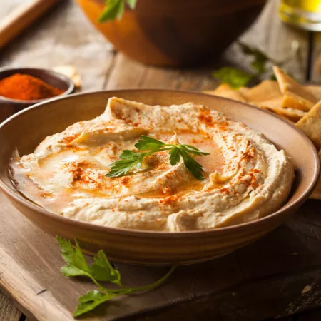 a bowl of hummus