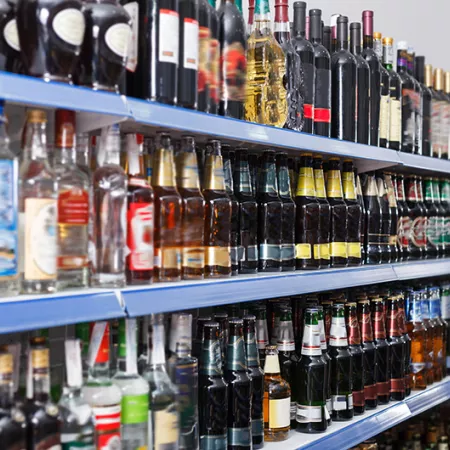 Image of alcohol drink at shelves in the supermarket