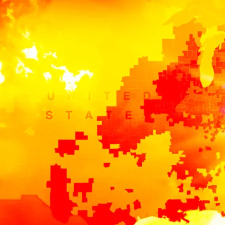 red, orange and yellow splotches of a heat map