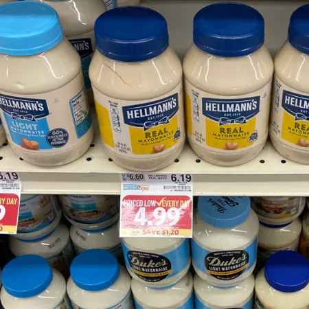 grocery store shelf of Mayo