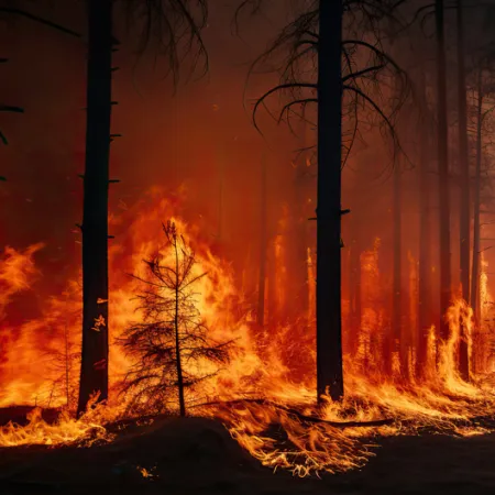 wild fire burning in the forest
