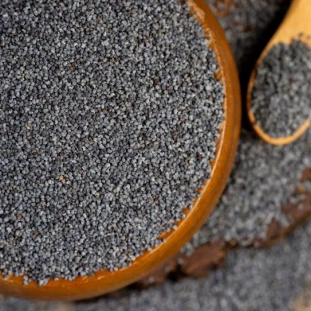 A bowl of poppy seeds used for cooking.