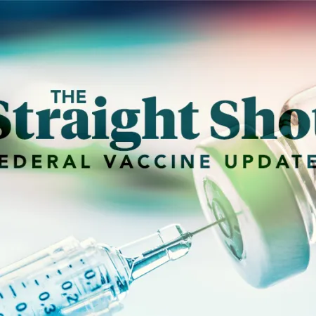 syringe in vaxine vial with The Straight Shot title on on