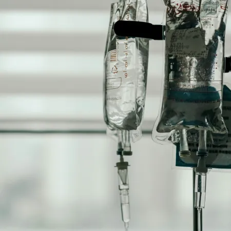 Two hanging IV bags