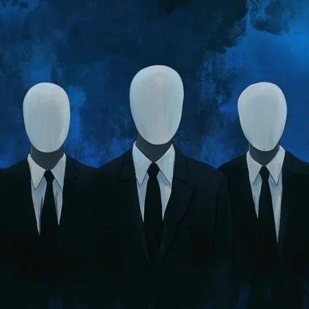 A group of faceless individuals in business suits