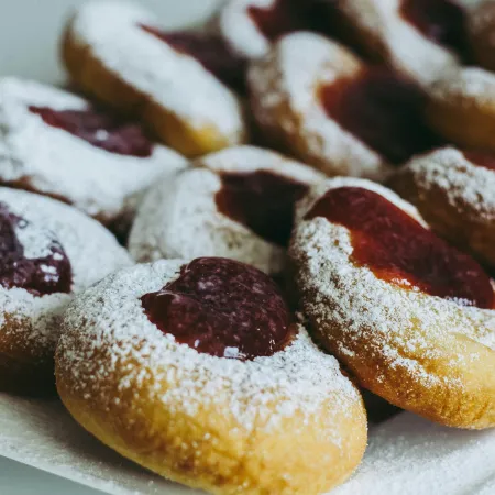 Pastries with jam in the center.