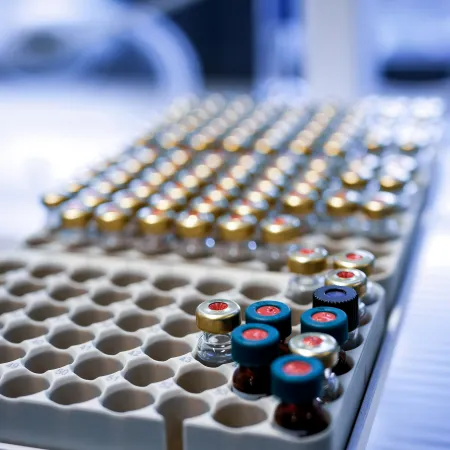 Glass vials in a laboratory