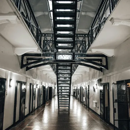 Empty prison hallway