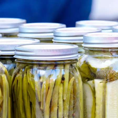 glass jars of pickled vegetables