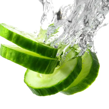 cucumber slices splashing into water