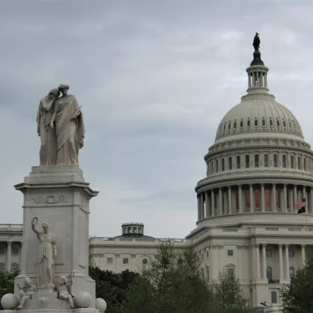 The Capitol Building with the Peace Monument in the foreground