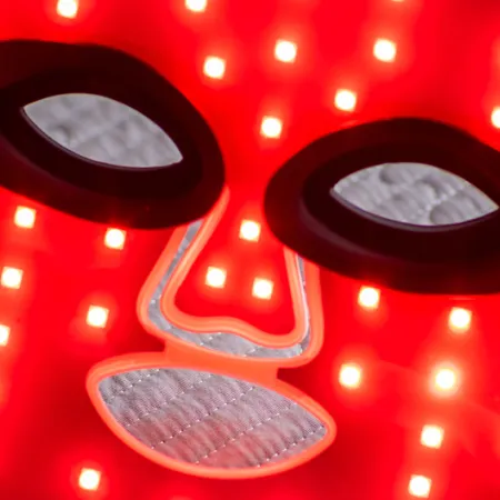 close up of inside of an at home red light therapy mask