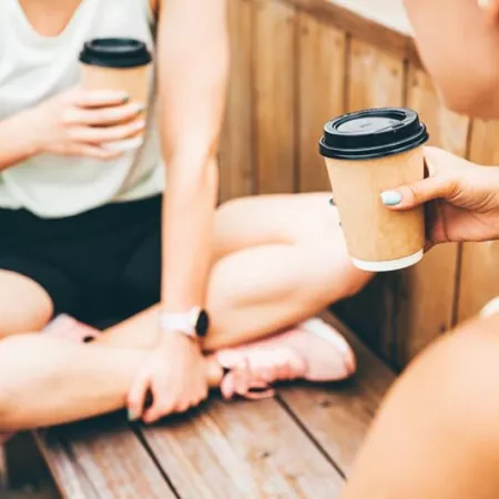 drinking coffee